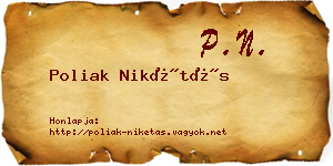 Poliak Nikétás névjegykártya